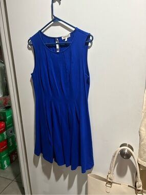 Royal Blue Sleeveless Pleated Dress